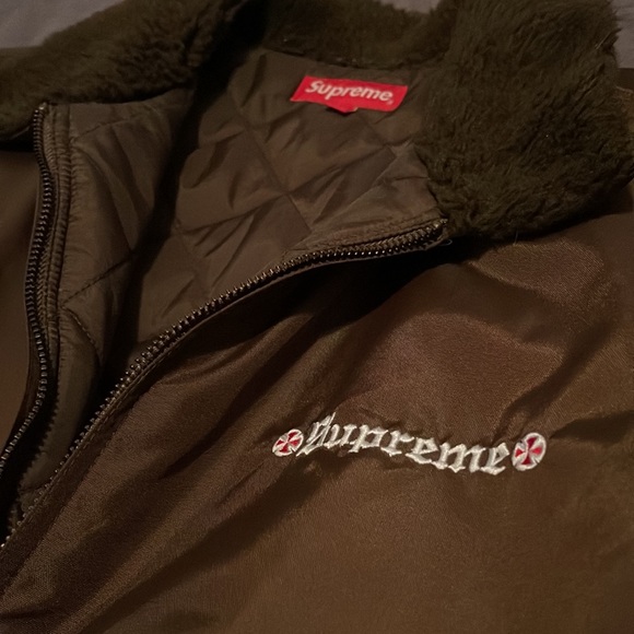100% AUTHENTIC SUPREME/INDEPENDENT TRUCK CO, Bomber Jacket (BROWN), XL. Men’s - Picture 2 of 6